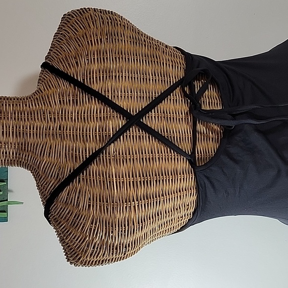 Athleta szS Strappy Tie Back Swim Activewear Black Dress BinH - Picture 3 of 7